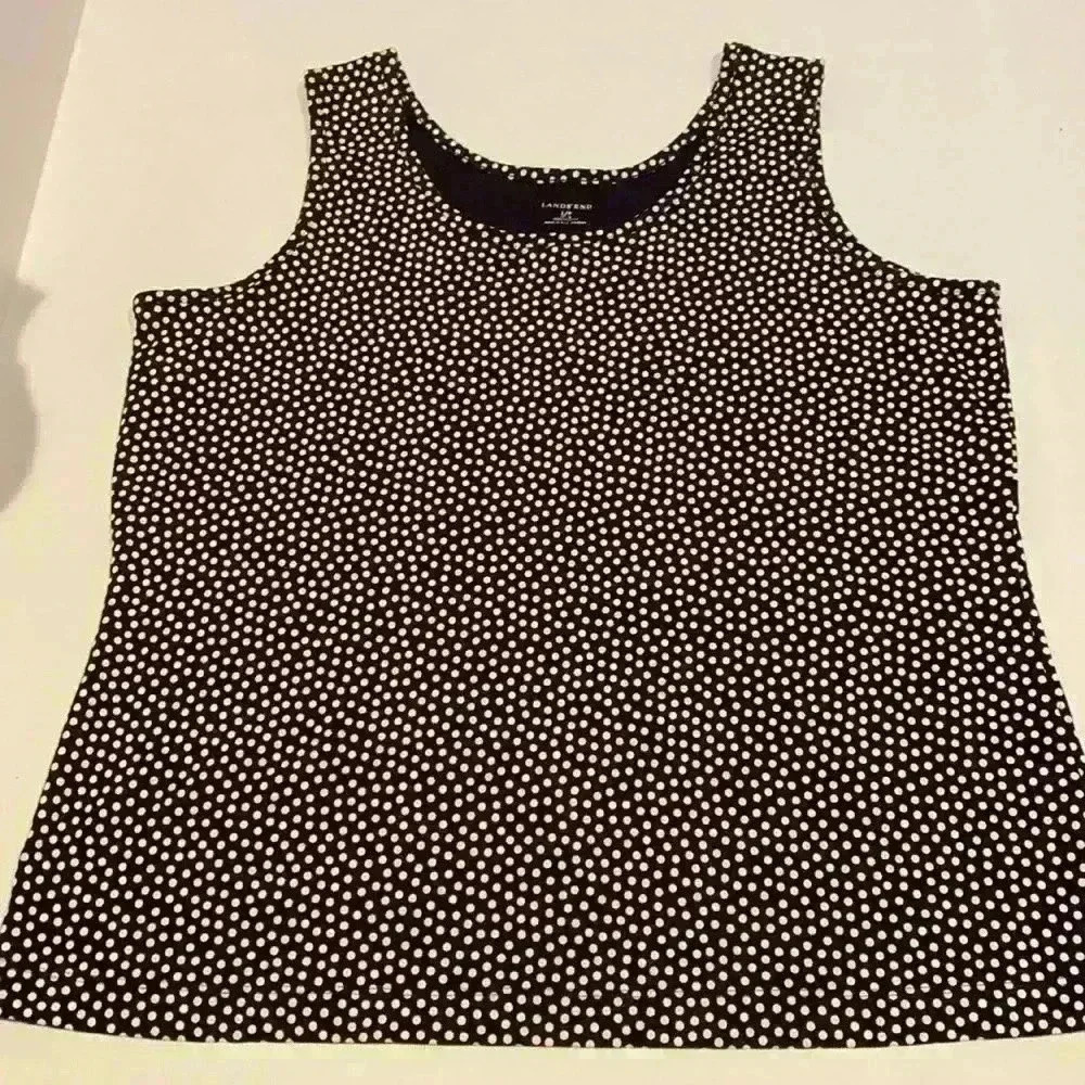 Land’s End Polka Dot tank top black and white L/P